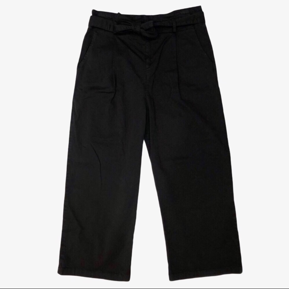 Tara Jarmon Wide Leg Cropped Paperbag Waist Pants Black Size 8 - Picture 4 of 6